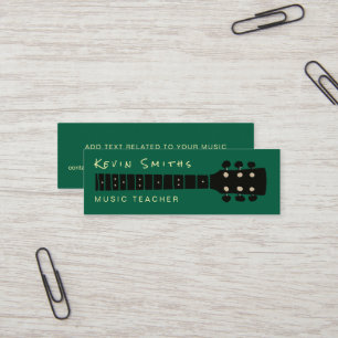 Cartão De Visita Mini Legal Professor de Música Moderna Verde