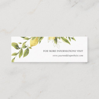 Cartão De Visita Mini Limão e folhas Site de Casamento Amarelo