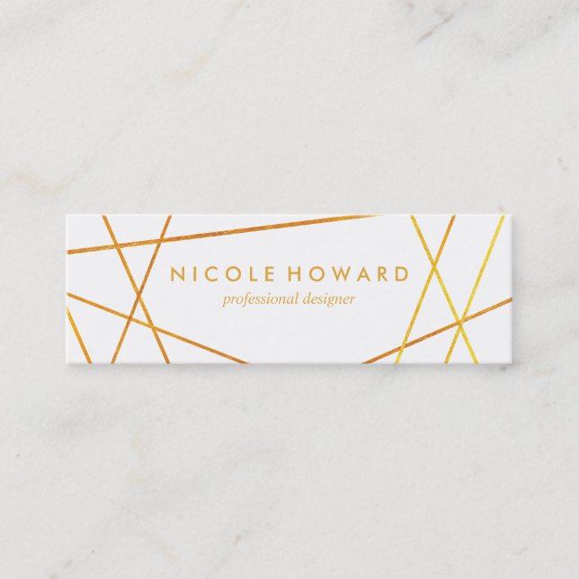 Cartão De Visita Mini Linhas Douradas requintadas, em branco (Frente)