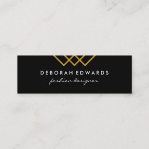 Cartão De Visita Mini Linhas Geométricas Douradas Simples Pretas