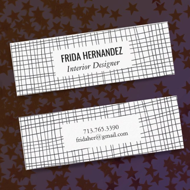 Cartão De Visita Mini Linhas Grelhas Mínimas Desenhadas À Mão, Negrito (Criador carregado)