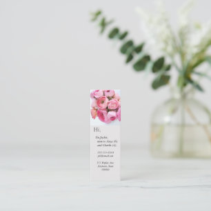 Cartão De Visita Mini Livro-mães de cacho ranóculo rosa