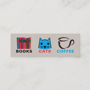 Cartão De Visita Mini Livros Gatos Café Bookmark