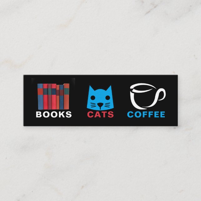 Cartão De Visita Mini Livros Gatos Café Bookmark (Frente)
