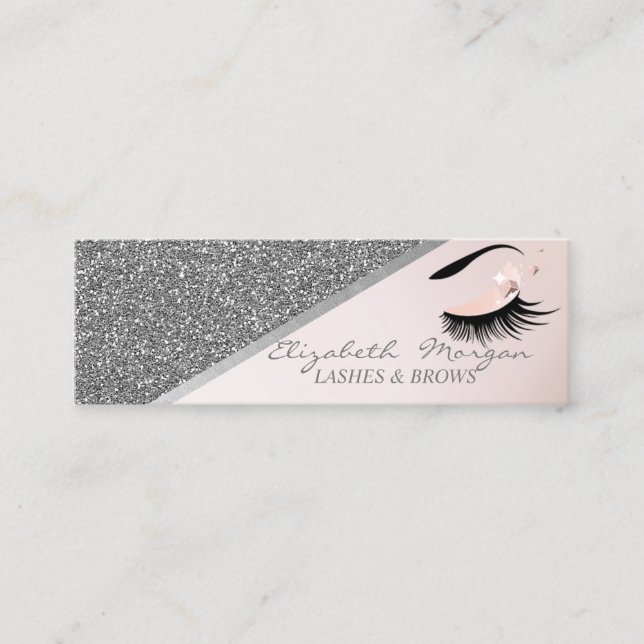 Cartão De Visita Mini Lixo Moderno Elegante, Lashes Faux (Frente)