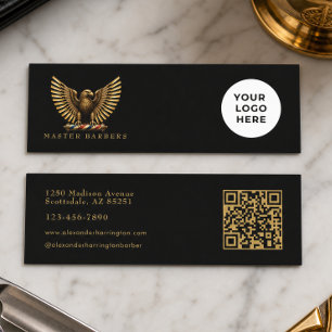 Cartão De Visita Mini Logo da Barbearia Luxury Golden Eagle Hair Stylist