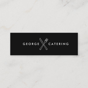Cartão De Visita Mini Logotipo de Facão e Faca Cruzados Vintage Catering