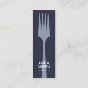 Cartão De Visita Mini logotipo de garfo minimalista de chef azul moderno