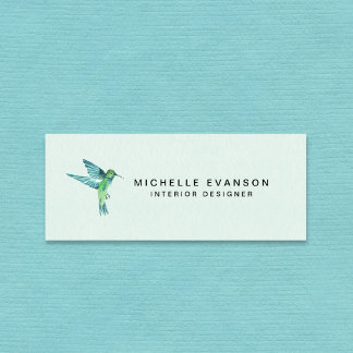 Cartão De Visita Mini Logotipo de Hummingbird Aquarela Elegante