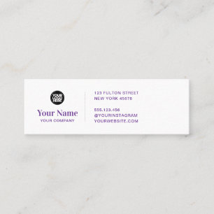 Cartão De Visita Mini Logotipo de negócios minúsculo roxo simples modern