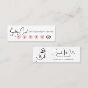 Cartão De Visita Mini Logotipo de rosto de Maquiadora Elegante Minimalis