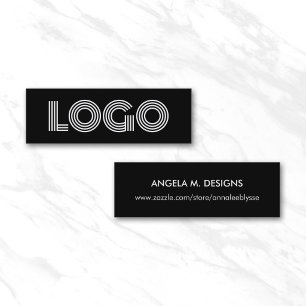 Cartão De Visita Mini Logotipo Minimalista Moderno Preto e Branco Loja O