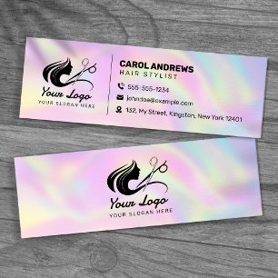Cartão De Visita Mini Logotipo Moderno de Cabeleireiro Holográfico
