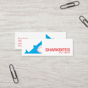 Cartão De Visita Mini Logotipo Sharkbites   Marca de Frutos do Mar ou Ma