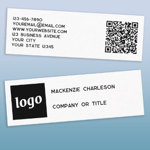 Cartão De Visita Mini Logotipo Simples e Código QR