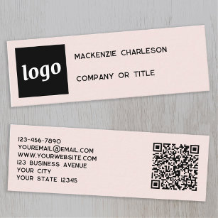 Cartão De Visita Mini Logotipo Simples e Código QR - Cor-de-rosa-rosa