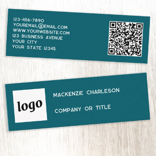 Cartão De Visita Mini Logotipo simples e código QR verde
