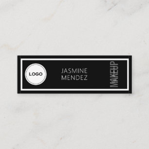 Cartão De Visita Mini Logotipo Simples Moderno Preto Branco Artista de M