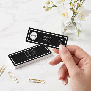 Cartão De Visita Mini Logotipo Simples Moderno Preto e Branco de Artista