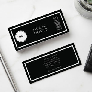 Cartão De Visita Mini Logotipo Simples Moderno Preto e Branco para Artis