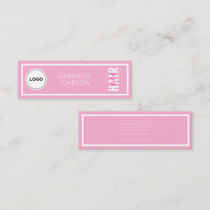 Cartão De Visita Mini Logotipo Simples Moderno Rosa Bege Branco Estilist