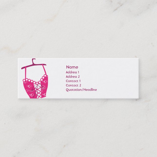 Cartão De Visita Mini Longlinebra cor-de-rosa - magro (Frente)