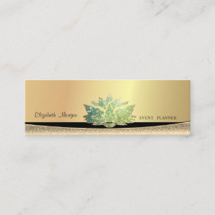 Cartão De Visita Mini Lótus Verde Elegante Na moda moderno