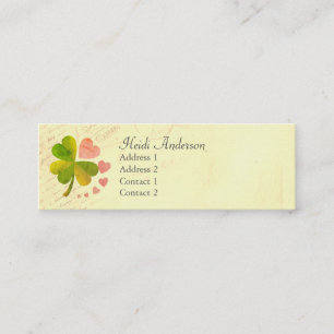 Cartão De Visita Mini Lucky 4 Leaf Love Clover Skinny Card