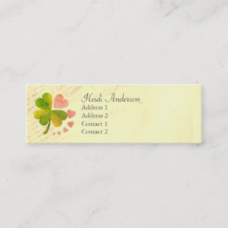 Cartão De Visita Mini Lucky 4 Leaf Love Clover Skinny Card