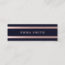 Cartão De Visita Mini Luxo Elegante Azul-Chic Strike Dourado Moderno Ros