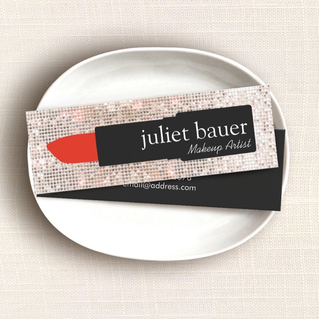 Cartão De Visita Mini Makeup Artist Lipstick Beauty (Criador carregado)
