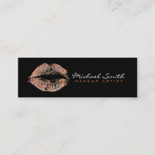 Cartão De Visita Mini Makeup Artist Na moda Multicolor Glitter Lábios #