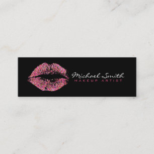 Cartão De Visita Mini Makeup Artist Na moda Multicolor Glitter Lábios #
