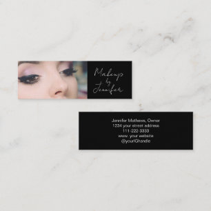 Cartão De Visita Mini Maquiagem de Fotografias de Script Branco Preto El