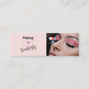 Cartão De Visita Mini Maquiagem Fotográfica com Letra Preta e Rosa Bege