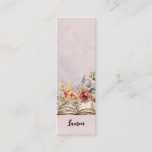 Cartão De Visita Mini Marcador de Sobreposição de Livro Floral de Linda