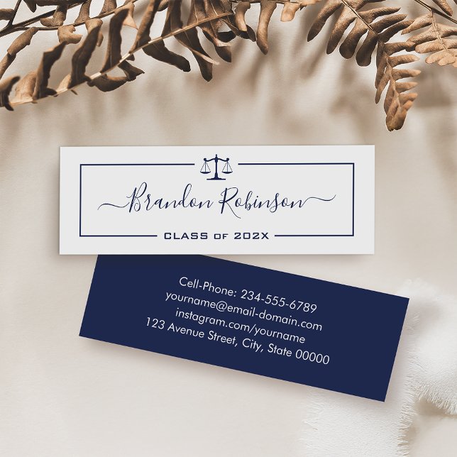 Cartão De Visita Mini Marinho Azul Escalas da Faculdade de Direito da Ju (Criador carregado)