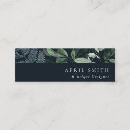 Cartão De Visita Mini Marinho Preto Verde Folhagem Tropical Fern