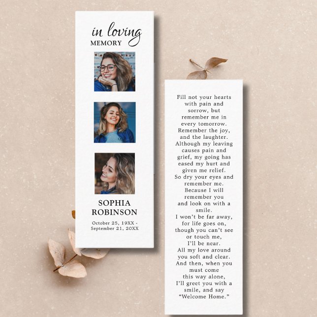 Cartão De Visita Mini Memorial Simpatia 3 Foto Funeral Prayer Bookmark (Criador carregado)