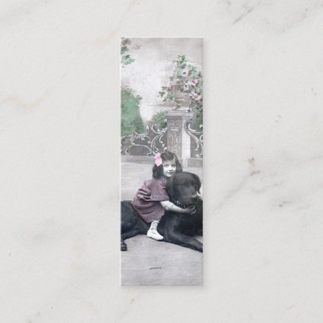 Cartão De Visita Mini Menina e seu Livro de Cachorros (Frente)