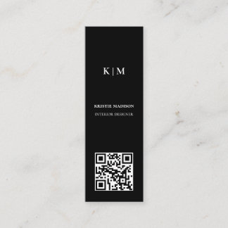 Cartão De Visita Mini Menor Mínimo Elegante Código Qr Preto