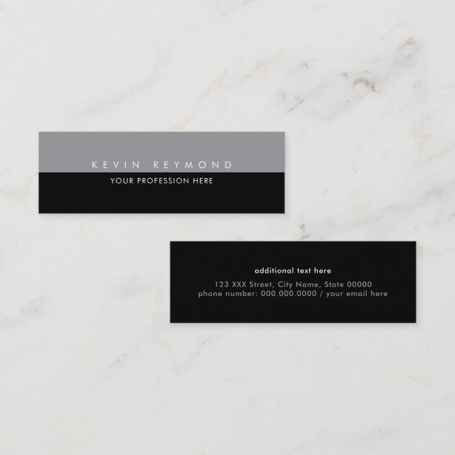 Cartão De Visita Mini Minimalist Simple Black and Gray Mini (Frente/Verso)