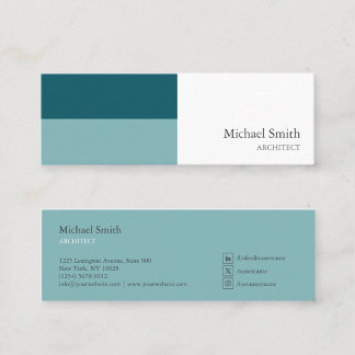 Cartão De Visita Mini minimalista bloques geométricos turquesa elegante