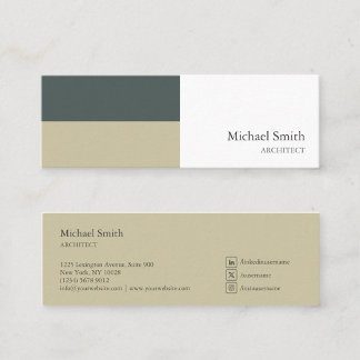 Cartão De Visita Mini minimalista bloques geométricos verde elegante
