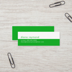 Cartão De Visita Mini Minimalista Moderno Meio Verde e Branco Simples