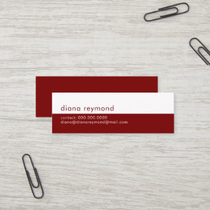 Cartão De Visita Mini Minimalista Moderno Metade Escuro Vermelho