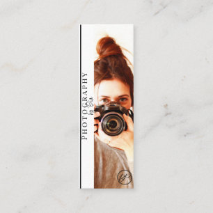 Cartão De Visita Mini Minimalista Preto & Branco Fotografia do Seu Logot
