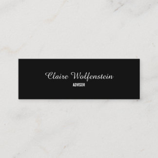 Cartão De Visita Mini Minimalista Preto e Branco Script Profissional