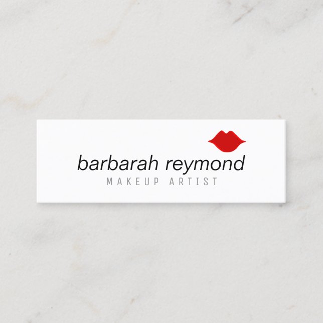 Cartão De Visita Mini mínimo de beleza de maquiagem branco profissional (Frente)