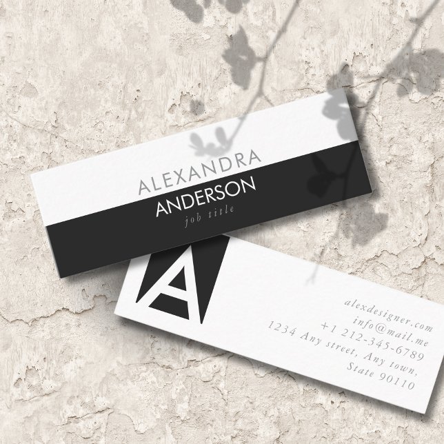 Cartão De Visita Mini Mínimo de Monograma Profissional de Chic (Chic Professional Monogram Minimal Mini Business Card)